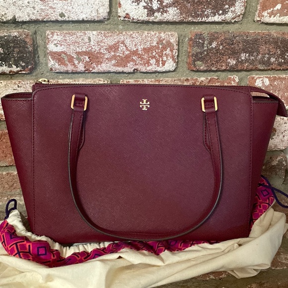 Tory Burch Handbags - Tory Burch Emerson Tote Burgundy w/Dustbag